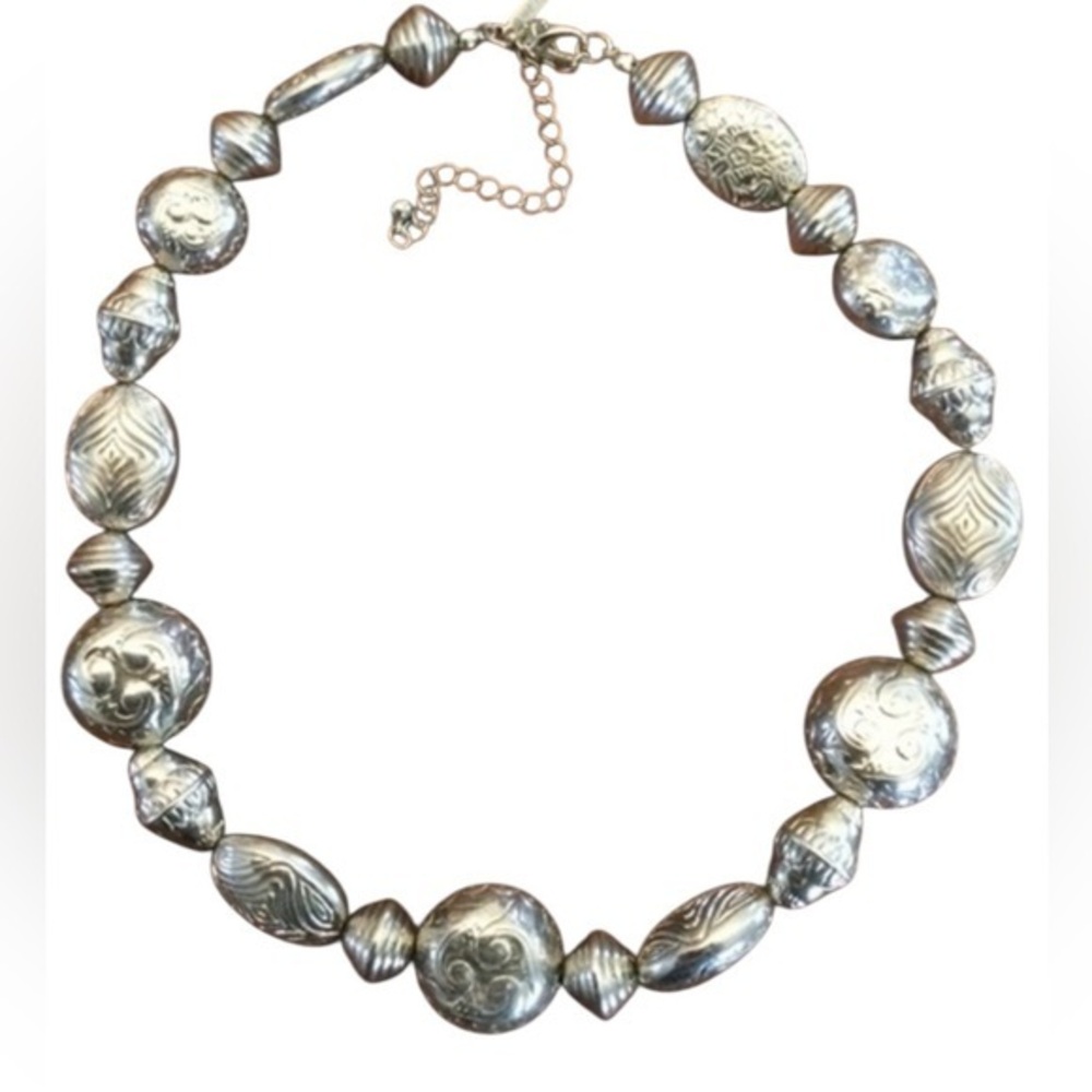Lane Bryant Silver Colored Bulky Metal Necklace 17”
